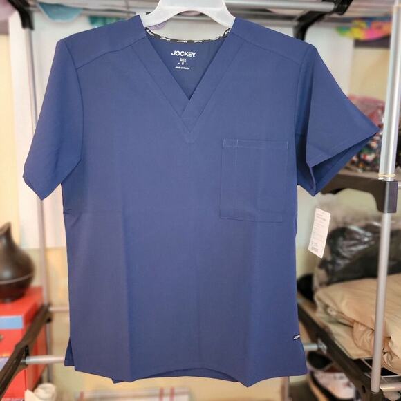 Jockey Scrub Top Unisex SS Navy - Size S NWT - Picture 1 of 5
